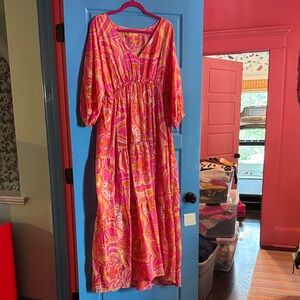 Vibrant Pink and Orange Women's Dress